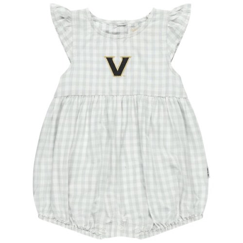 Girl's Infant Garb Gray Vanderbilt Commodores Cara Gingham Ruffled Bodysuit