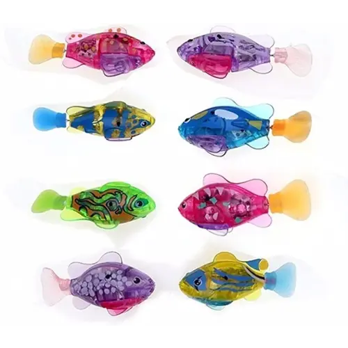 5 PCS Electronic Fish Baby Summer Bath Toy Pet Cat Toys Swimming Robot Fish with LED Light Water Swim Pool Bathtub Toys Christmas Birthday Gifts