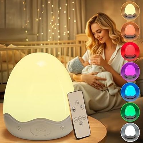 Egg Light for Nursery Night Light for Kids,10 Brightness+10 Colors Egg Night Light Baby Night Light for Baby Nursery Lamp, 3600mAh Egg Nightlight for Baby Nursery,Remote+Touch Portable Red Night Light