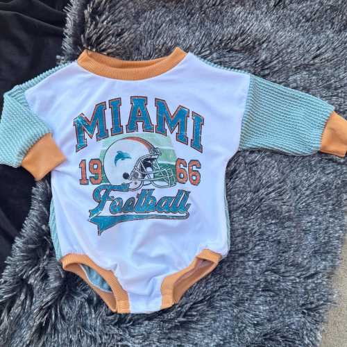 Miami Dolphins Football Bubble Romper With Snap