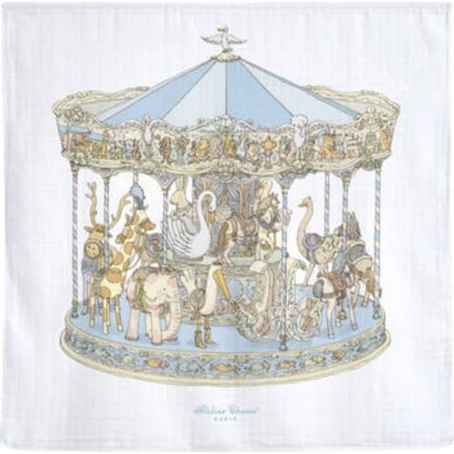 Blue Carousel Cotton Swaddle