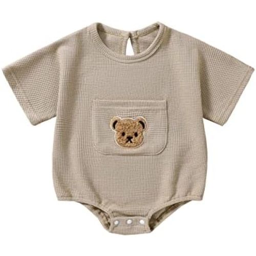 Douhoow Cute Baby Sweatshirt Romper Waffle Knit Baby Clothes Infant Girl Boy Fall Winter Outfits