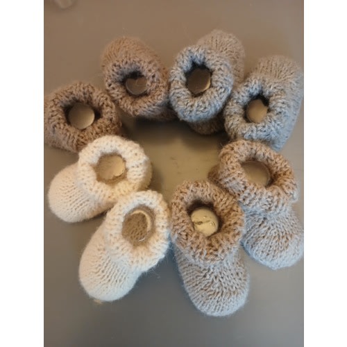 Alpaca luxury gender neutral baby booties hand knitted in alpaca. comes gift wrapped so soft and cosy and warm the perfect newborn gift .