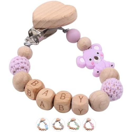Personalized Pacifier Clips with Name Custom Silicone Beaded Chain Pacifier Holder Stroller Gifts for Baby Boys Girls