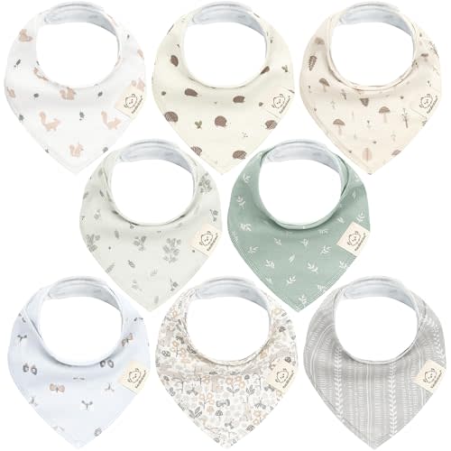 8-Pack Organic Baby Bandana Drool Bibs for Girls - Super Absorbent Baby Bibs for Baby Girls, Baby Boys, Soft Cotton Bandana Bibs, Baby Drool Bib, Teething Bibs for Infant, Toddler, Bib Girl (Prairie)