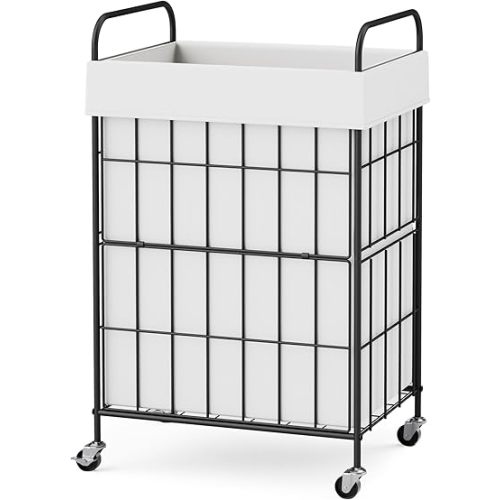 Laundry Hamper with Wheels, 90L Laundry Basket with Handle, Laundry Sorter with Removable Liner Bag