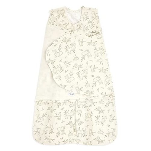 HALO 100% Cotton Sleepsack Swaddle, 3-Way Adjustable Wearable Blanket, TOG 1.5, Lullaby Forest, Newborn, 0-3 Months