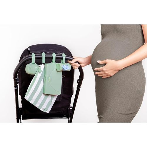 Ubbi On-The-Go Diapering Gift Set, Includes Changing Mat and Bag, Wipes Dispenser, Pacifier Holder and Bag Dispenser, Newborn Essentials, Sage