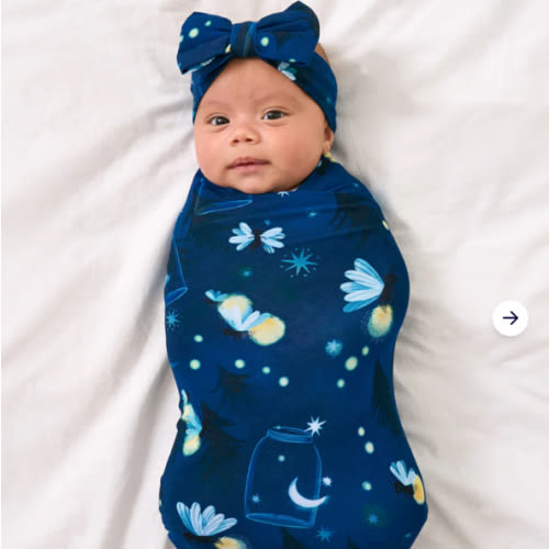 Firefly Glow Swaddle & Luxe Bow Headband Set | Little Sleepies