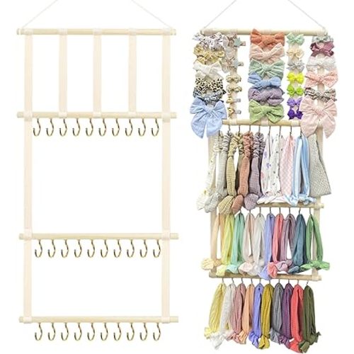 POVETIRE Baby Headbands Holder, Hair Bows Organizer for Baby Girls Hair Accessories Storage Hanging Display Stand for Wall Room Nursery Decor