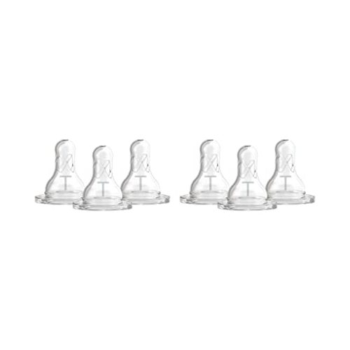 Dr. Brown’s Natural Flow Nwborn Narrow Baby Bottle Silicone Nipple, Slower Flow, 0m+, 100% Silicone Bottle Nipple, 6-Pack