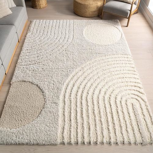 nuLOOM Gloria Abstract 4x6 Shag Area Rug for Living Room Bedroom Dining Room Nursery Kitchen, Beige