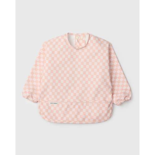 Long Sleeve Bib - Pink Checkerboard