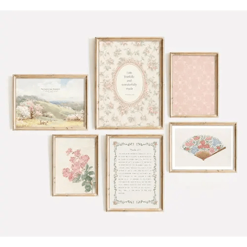Christian Nursery Wall Art Bible Verse Canvas Wall Decor Girl Floral Wall Art Aesthetic Scripture Pictures Jesus Religious Posters Pink Flower Prints Vintage Artwork for Bedroom 8x10x6 Inch Unframed