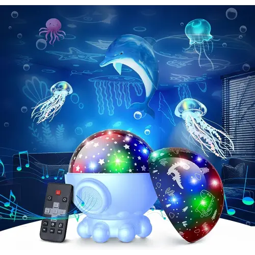 Night Light Projector,Ocean Star Night Light for Kids Room,Dinosaur Toys with 360° Rotation,Remote and Timer,3 Projection Films,17 Light Modes,9 Lullaby Songs,Birthday Christmas Gifts Kids Toys