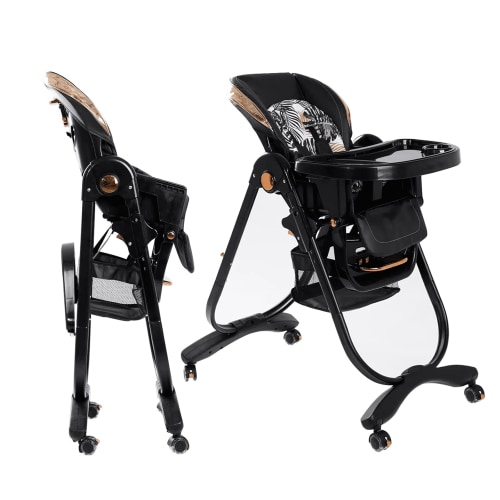 ICEELF 8-in-1 Baby High Chair, Adjustable Seat, Detachable Tray, Portable Polypropylene Booster Seat with Wheels, Black