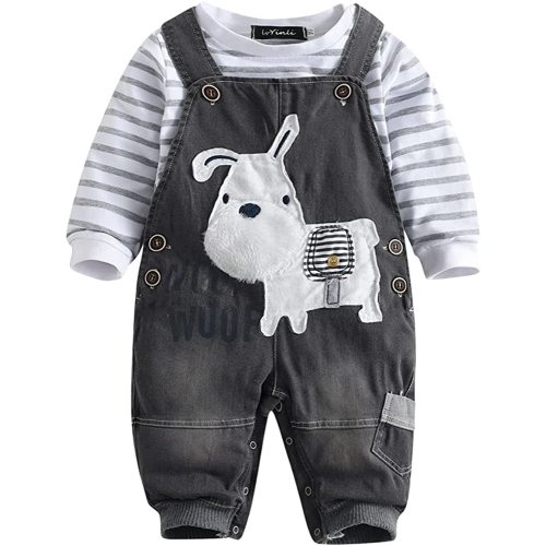Cute Baby Boy Clothes Suit Toddler Boys' Striped long Sleeve T-Shirt+Denim Overalls Jumpsuit Pants Outfits Sets