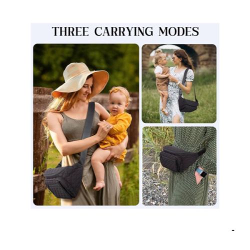 Small Diaper Bag with Portable Changing Pad, Crossbody Diaper Bag Pack with Wipes Pocket for Mom and Dad, Mini Diaper Bag Fanny Pack for Baby Travel, Black