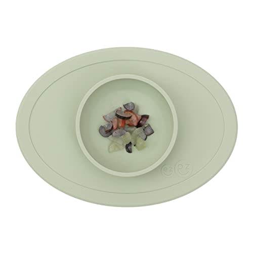 ezpz Tiny Bowl (Sage) - Silicone Baby Bowl with Suction for 6 Months + - Built-in Placemat - First Foods + Baby Led Weaning - Fits on All Highchair Trays - Suction Bowls for Baby