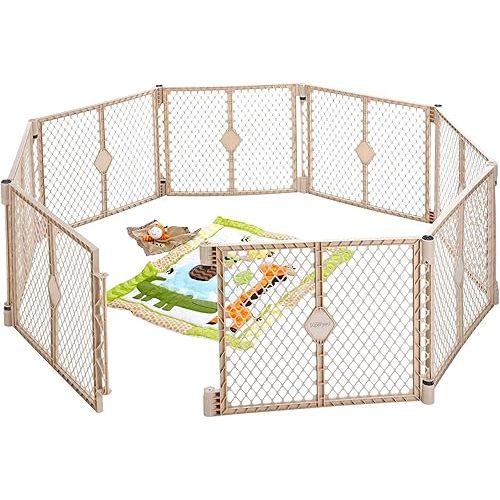Toddleroo by North States - Superyard Baby Play Yard: Freestanding 8-Panel Baby Playpen - Indoor or Outdoor Use - Made in USA - Encloses Up to 34.4 Square Feet - 26 Inches Tall - Sand