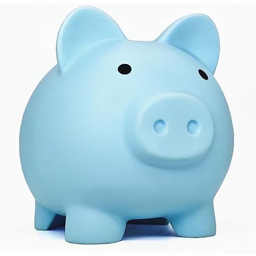 Cute Piggy Bank for Sbrvaniy Pig Money Bank Coin Bank for Boys and Girls My First Unbreakable Money Bank Large Size Decoration Savings Christmas, Halloween, Birthday Gift (Blue)