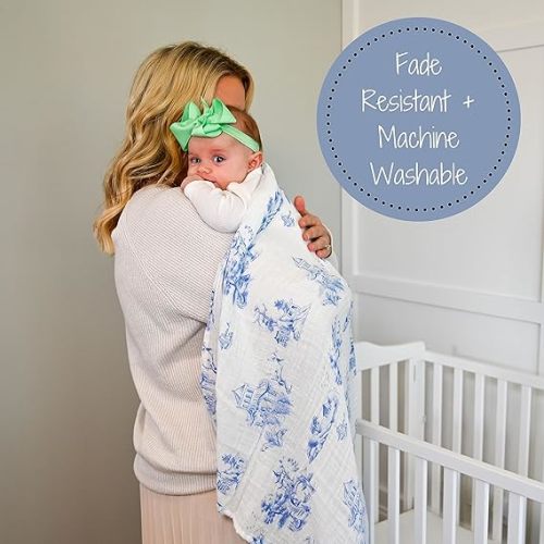 LollyBanks Swaddle Blanket | 100% Muslin Cotton | Newborn and Baby Nursery Essentials for Girls, Registry | Chinoiserie Print