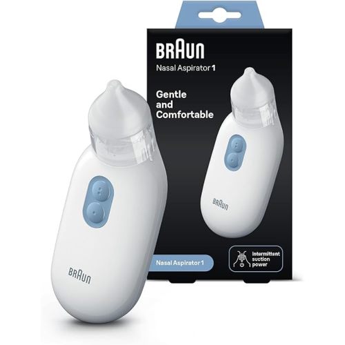 Braun Nasal aspirator 1 | Mucus Remover | Blocked Nose Relief | Electric Suction Power | Two Suction Levels | Newborn, Baby, and Child Friendly | Dishwasher Safe | BNA100EU