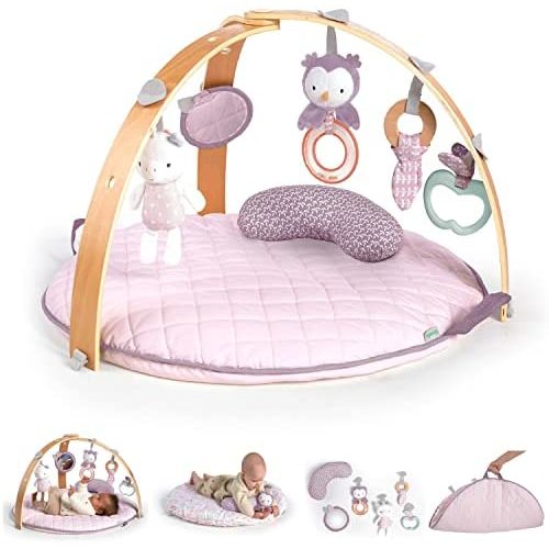 Ingenuity Cozy Spot Reversible Duvet Activity Gym & Play Mat with Wooden Bar - Calla, Ages Newborn + , 33x33x19 Inch (Pack of 1)