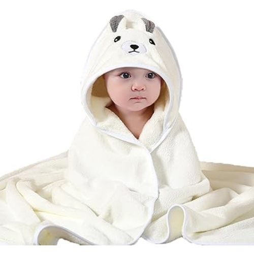 Hooded Baby Towels, 4 Packs Premium Soft Baby Bath Towels with Hood for Babies, Toddler, Infant - Ultra Absorbent, Baby Stuff Shower as Best Gifts for Boys and Girls (4Pack) (White Bear)
