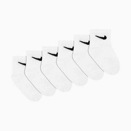 Nike Swoosh Ankle Socks (6 Pack) - White, 6-12 M