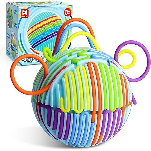 Sensory Fidget Toys for Kids Adults, Sensory Activity Ball with 20 Strings, Sensory Toys for Autism ADHD Calming Focus Stress Relief, Travel-Friendly Toys with Portable Storage Bag