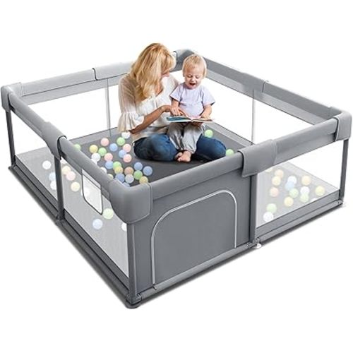 Baby PlayPens for Babies and Toddlers, 50 x 50 inch Baby Fence Playards, Safe & Sturdy Play Yard with Gate for Indoor & Outdoor