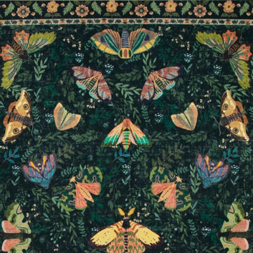 Villette Washable Modern Parisian Insect Green Rug - Lahome