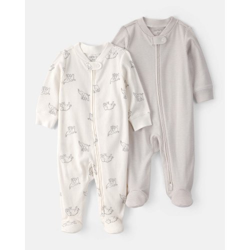 Baby 2-Pack Elephant Sleep & Play Pajamas - White/Grey | Carter's