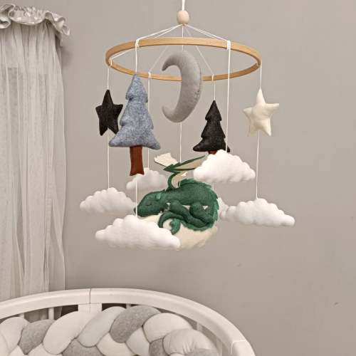 Dragon baby mobile, Cot mobile, Fanstasy nursery decor, Baby shower gift