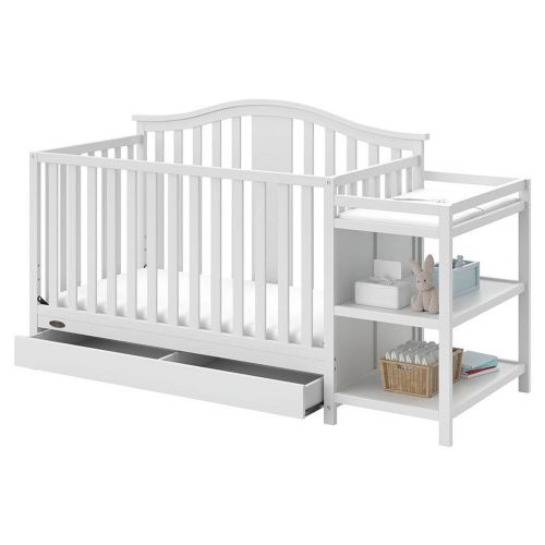 Graco Solano 4-in-1 Convertible Baby Crib and Changer with Drawer, White