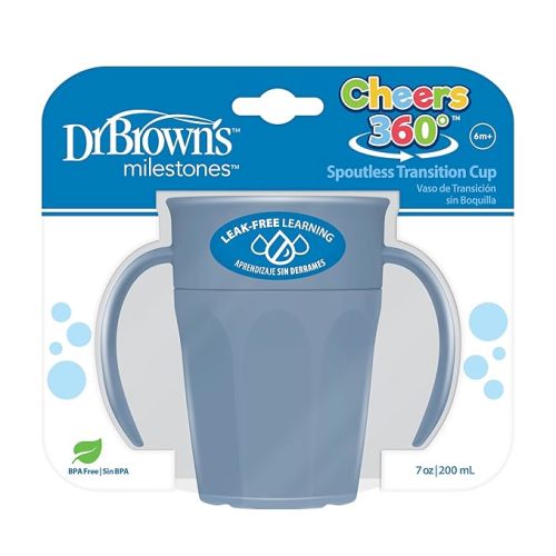 Dr. Brown's Milestones Cheers 360 Training Cup for Toddlers & Babies, Leak-Free Sippy Cup, Pink/Turquoise, 10oz/300mL, 9m+, 2 Pack (Colors May Vary)