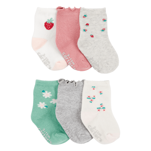 Baby 6-Pack Berry Flower Crew Socks - Carter's | Carter's