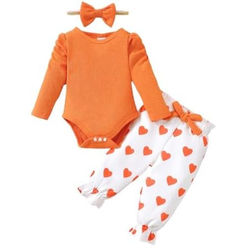 Mioglrie Baby Girl Clothes Newborn Girl Fall Winter Outfits Pants Set Preemie Infant Clothing Headband 0 3 6 12 months