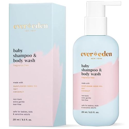 Evereden Baby Shampoo & Body Wash 2-in-1, 8.5 fl oz | Gentle, Non-Toxic, Fragrance-Free, Hydrating Formula for Newborns and Sensitive Skin