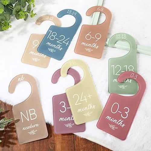 Whaline Acrylic Baby Closet Dividers Boho Hanging Acrylic Infant Clothes Hanger separators Baby Closet Organizers Thicken Baby Wardrobe Organizers for Home Nursery Supplies, 6.7 x 3 Inch, 8Pcs