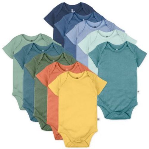 10-pack Organic Cotton Short Sleeve Bodysuits Rainbow Blue Gems 6-9m