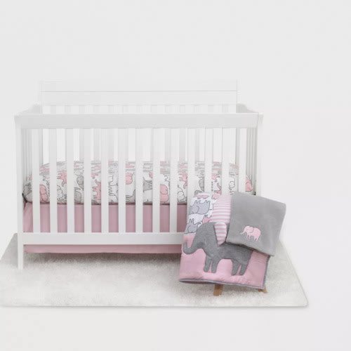 Carters Just One You 4 Piece Elephant Pink Comforter Bedding Set, Crib