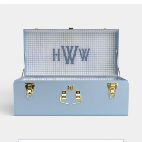 Petite Classic Trunk - Light Blue - Picnic in Blue / Embroidery