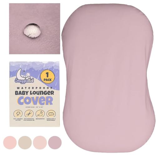100% Waterproof Baby Lounger Cover - 2-Ply Organic Cotton Slipcovers Keep Your Lounger Clean & Your Baby Comfy - Machine Washable - (Cover for Snuggle Me) - Lavander
