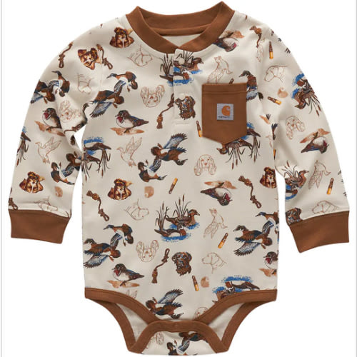Boys' Long Sleeve Printed Henley Bodysuit Carhartt