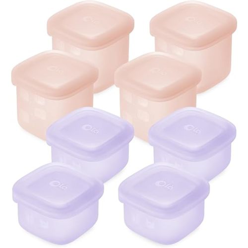Olababy Clear Sense Silicone Storage Containers 4pk (Coral, 4 oz) Clear Sense Silicone Storage Containers 4pk (Lilac, 2 oz)