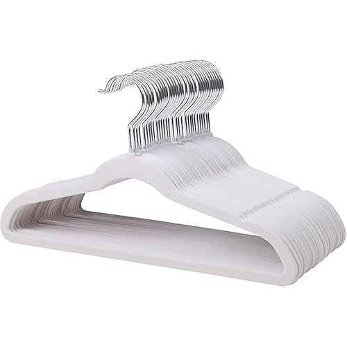 Kids Velvet Hangers 32 Pack,14'' Inch Premium Space Saving Children's Hanger, Non Slip Nursery Baby Hangers, Perfect Infant/Toddler/Kids/Childrens Clothes Hanger for Daily Use(White)