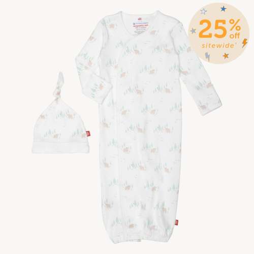 babe in the woods organic cotton magnetic cozy sleeper gown + hat set – Magnetic Me