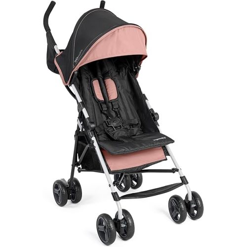 Summer by Ingenuity 3D Mini Convenience Stroller – Lightweight Stroller, Compact Fold, Multi-Position Recline, Canopy with Pop Out Sun Visor and More – Umbrella Stroller for Travel, Dusty Rose Pink